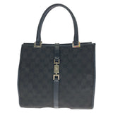 Gucci Tote Bag 002 1065 GG canvas Black SilverMetal Jackie