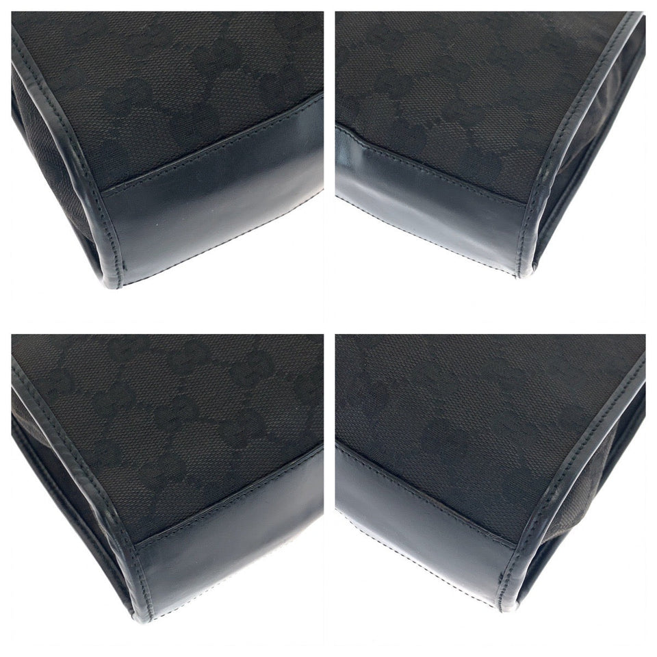 Gucci Tote Bag 002 1065 GG canvas Black SilverMetal Jackie