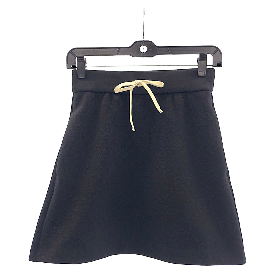 Gucci skirt 655183 cotton black black white Embossed GG pattern Jersey jacquard XXS