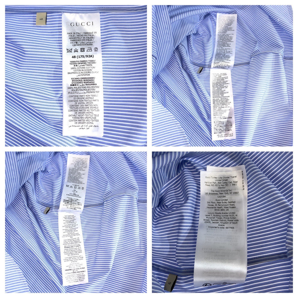 Gucci Short sleeve shirt 740320 ZANHM cotton Blue white 23Stainless Steel Embroidery Logo embroidery 48
