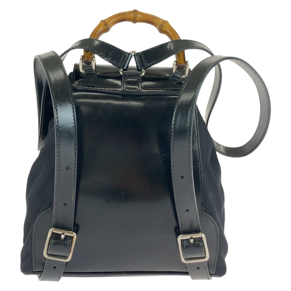 Gucci Backpack 003 1998 0030 leather Black SilverMetal Bamboo