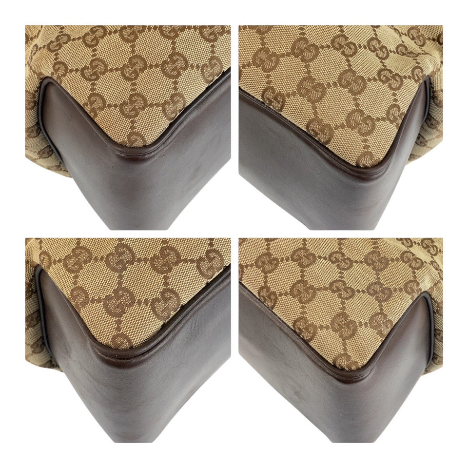 Gucci Tote Bag 109141 GG canvas Beige Brown Gold Metal