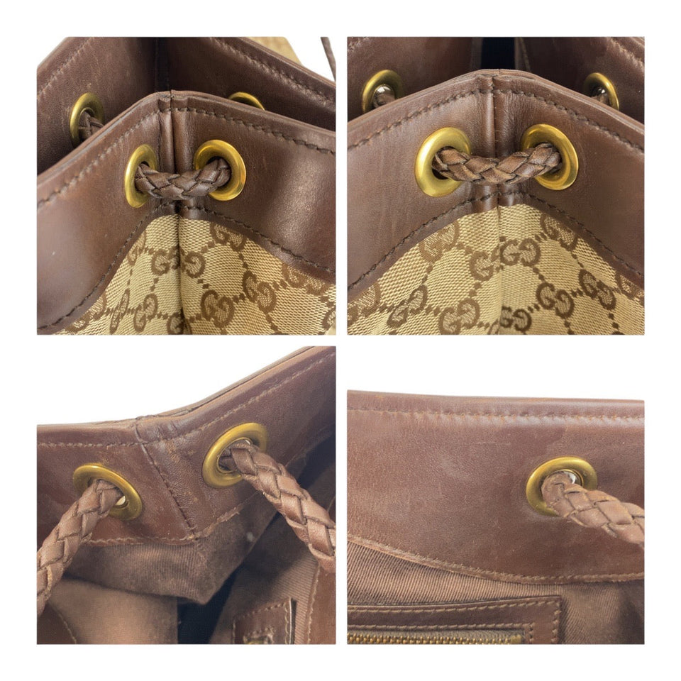 Gucci Tote Bag 109141 GG canvas Beige Brown Gold Metal