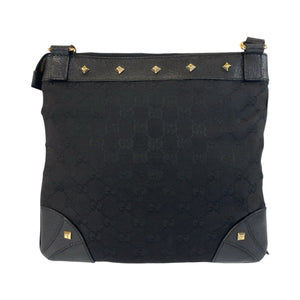 Gucci Shoulder Bag 120893 GG canvas Black GoldMetal Studs