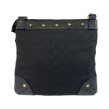 Gucci Shoulder Bag 120893 GG canvas Black GoldMetal Studs
