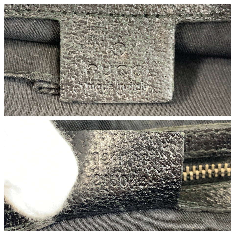 Gucci Shoulder Bag 120893 GG canvas Black GoldMetal Studs