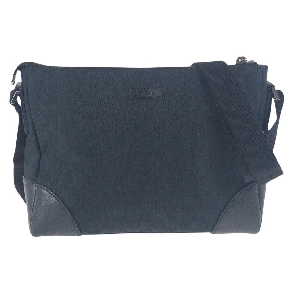 Gucci Shoulder Bag 114273 GG canvas Black SilverMetal