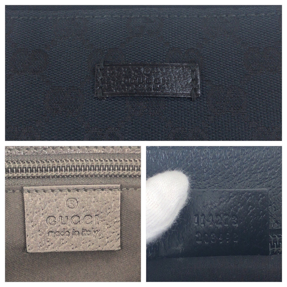 Gucci Shoulder Bag 114273 GG canvas Black SilverMetal