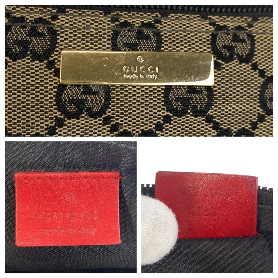 Gucci Handbag 039 1103 GG canvas Beige Red Gold Metal