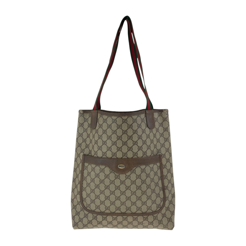 Gucci Tote Bag 39 02 003 GG Supreme Canvas Beige red green Old Gucci Shelly Line
