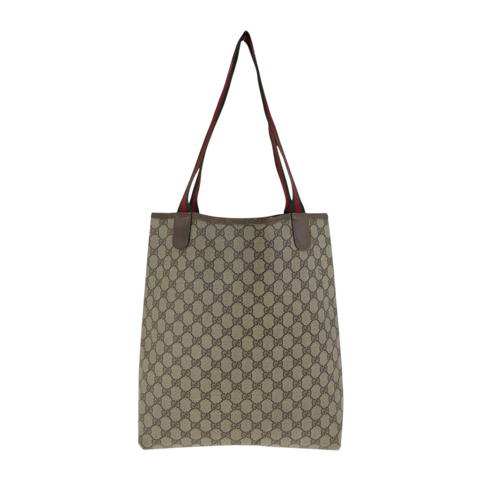 Gucci Tote Bag 39 02 003 GG Supreme Canvas Beige red green Old Gucci Shelly Line