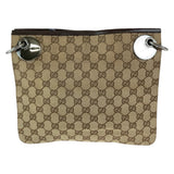 Gucci Shoulder Bag 120841 GG canvas Brown Silver Metal Eclipse