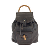 Gucci Backpack 003 2852 leather Dark Brown Brown Gold Metal Bamboo
