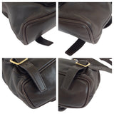 Gucci Backpack 003 2852 leather Dark Brown Brown Gold Metal Bamboo