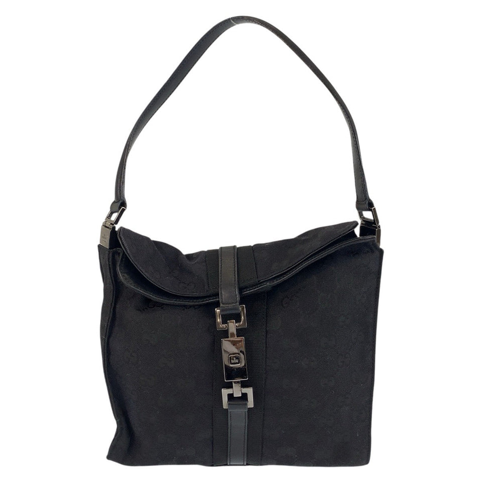 Gucci Shoulder Bag 001 3734 GG canvas Black black Jackie