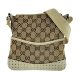 Gucci Shoulder Bag 147671 GG canvas Brown Ivory Silver Metal