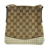 Gucci Shoulder Bag 147671 GG canvas Brown Ivory Silver Metal