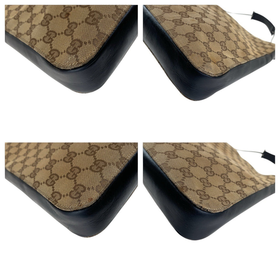Gucci Shoulder Bag 001 3181 GG canvas Brown Silver Metal