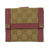Gucci Bifold Wallet 154117 GG canvas Beige Pink Gold Metal