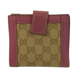 Gucci Bifold Wallet 154117 GG canvas Beige Pink Gold Metal