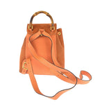 Gucci Backpack 003 3444 0030 Suede Orange Brown Gold Metal Bamboo