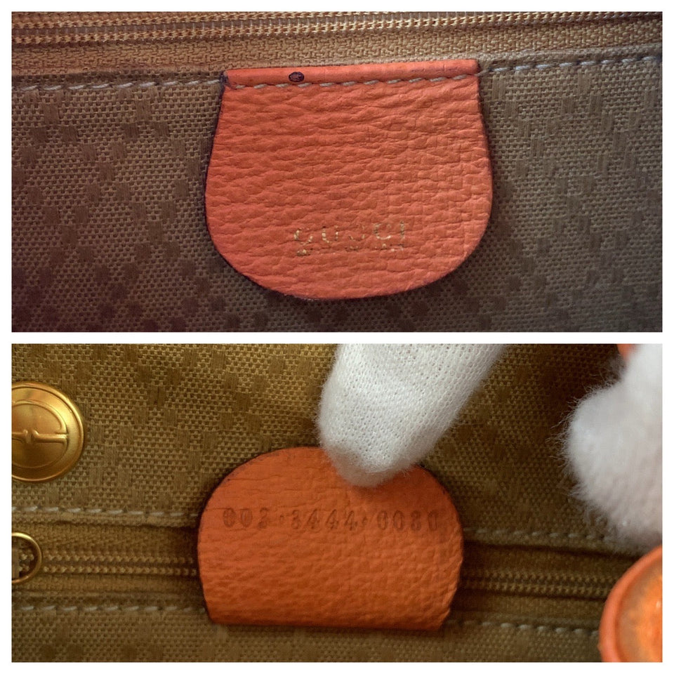 Gucci Backpack 003 3444 0030 Suede Orange Brown Gold Metal Bamboo