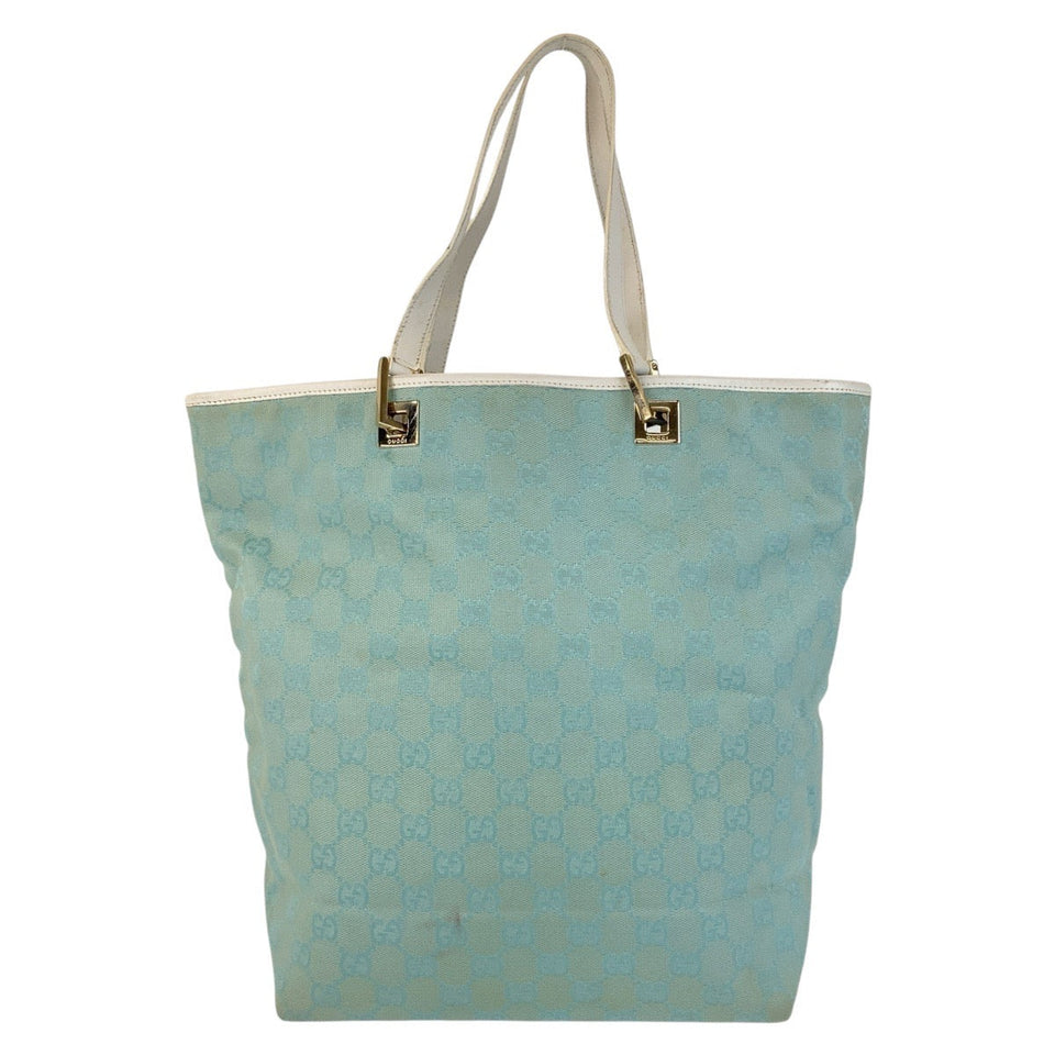 Gucci Tote Bag 002 1098 GG canvas Mint Light Blue Gold Metal