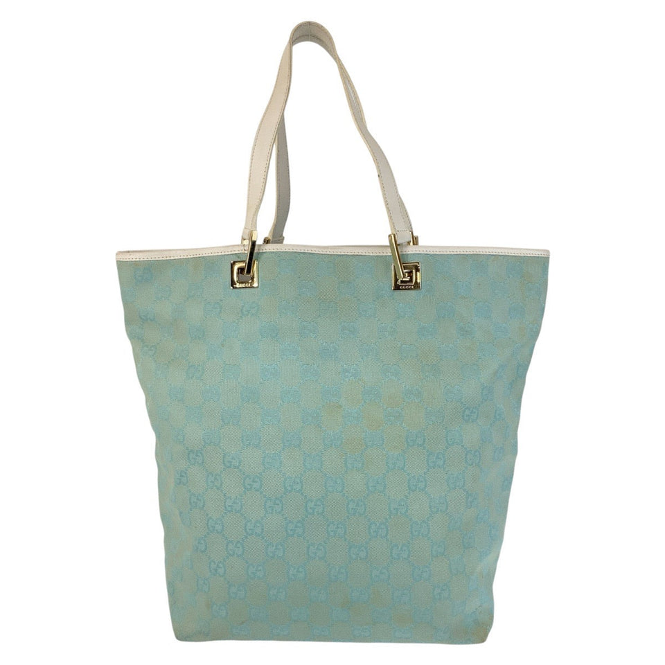 Gucci Tote Bag 002 1098 GG canvas Mint Light Blue Gold Metal