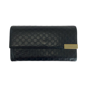 Gucci Long Wallet Purse 291099 leather Black GoldMetal Guccisima