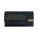 Gucci Long Wallet Purse 291099 leather Black GoldMetal Guccisima