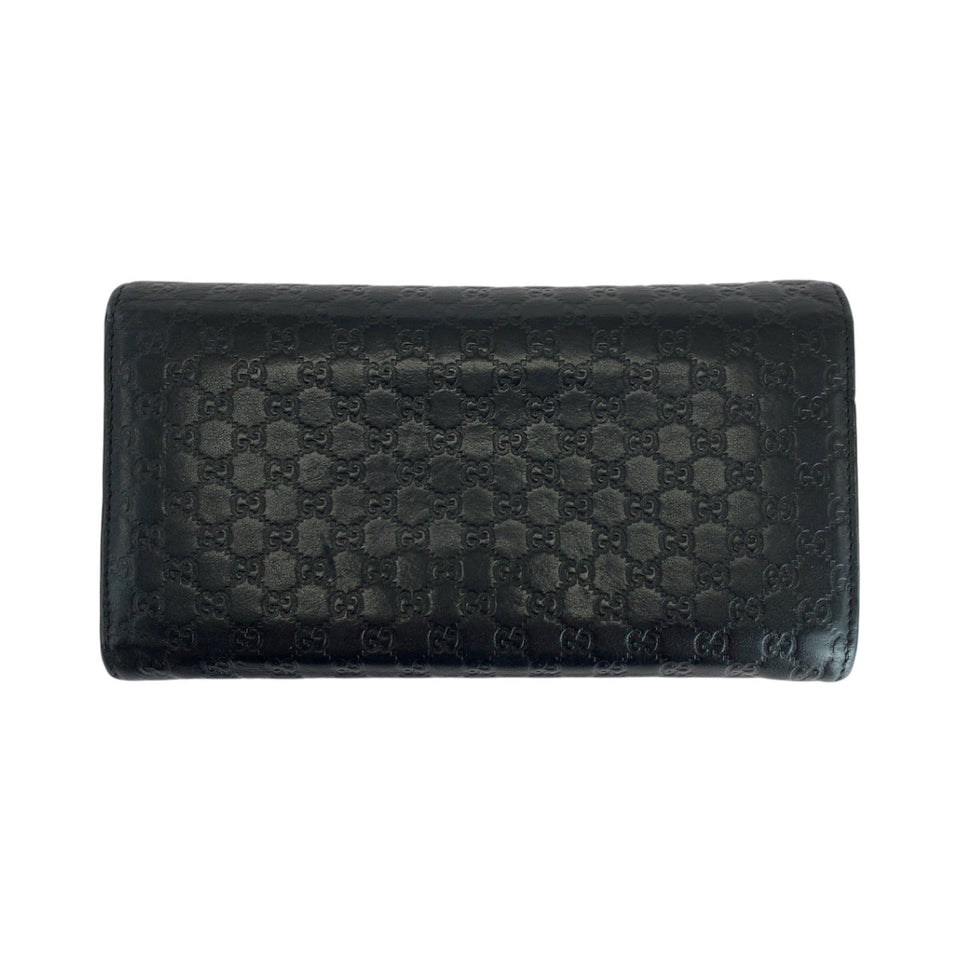 Gucci Long Wallet Purse 291099 leather Black GoldMetal Guccisima