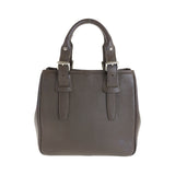 Burberry Tote Bag leather Brown Silver Metal Medium Check Pattern