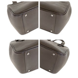 Burberry Tote Bag leather Brown Silver Metal Medium Check Pattern