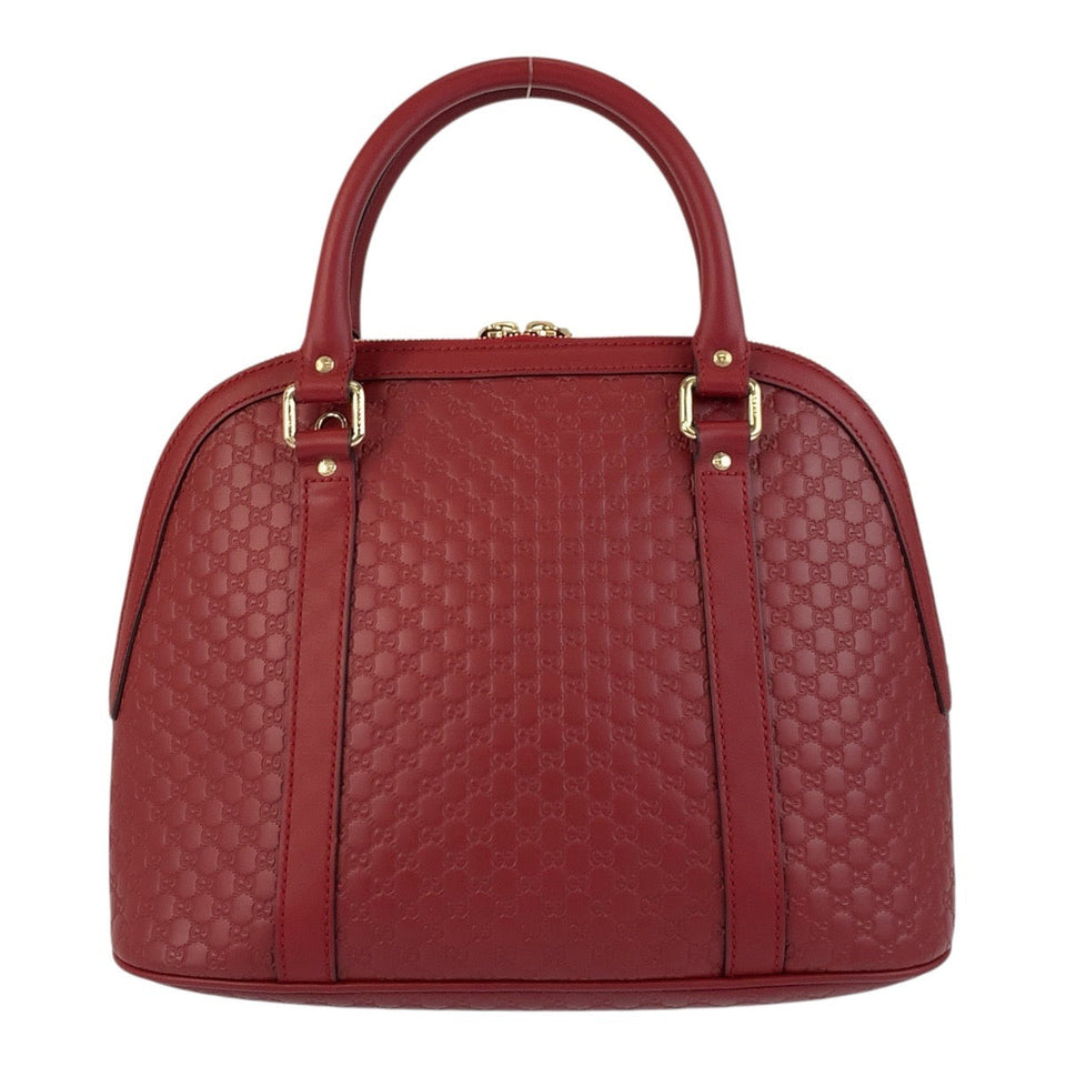 Gucci Handbag 449663 leather Red Gold Metal Micro Guccisima