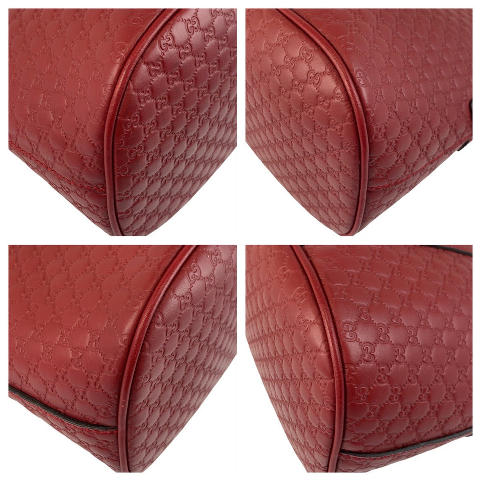 Gucci Handbag 449663 leather Red Gold Metal Micro Guccisima