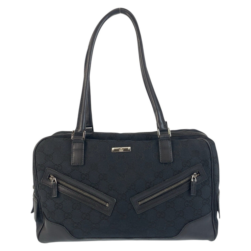 Gucci Shoulder Bag 002 1115 GG canvas Black SilverMetal