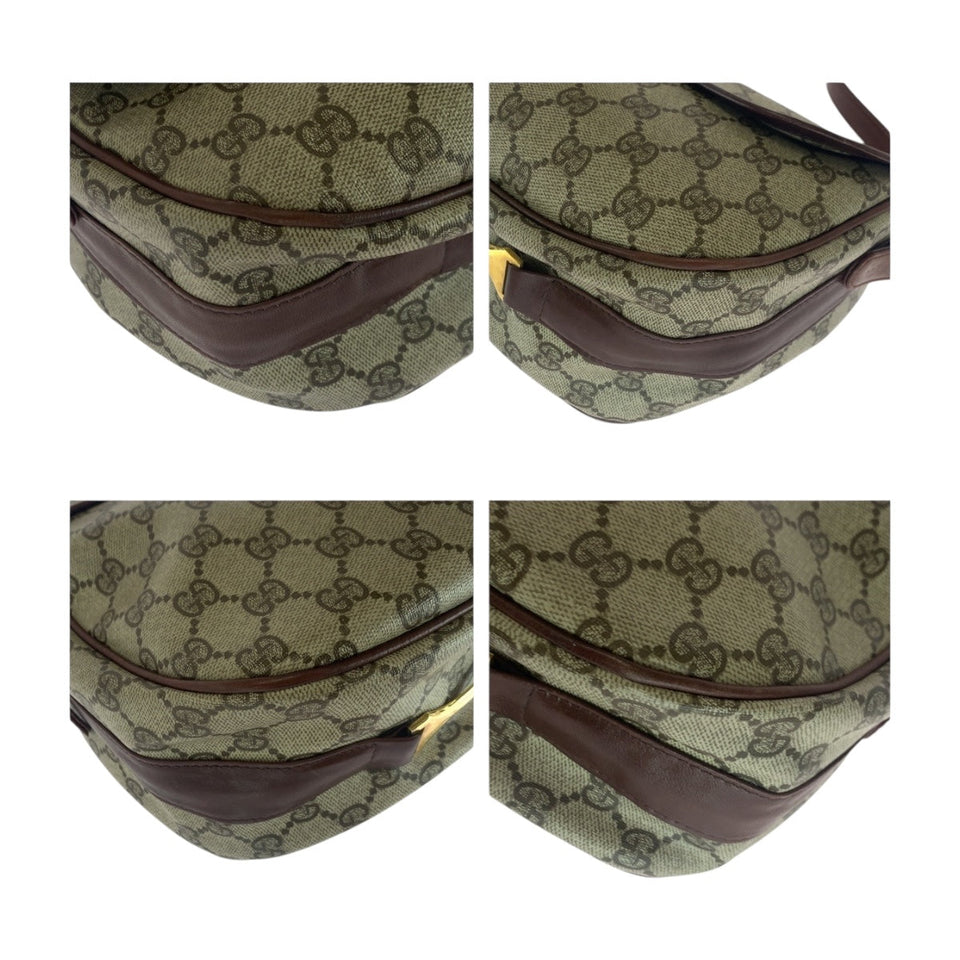 Gucci Shoulder Bag GG Supreme Canvas Beige Brown Gold Metal Old Gucci