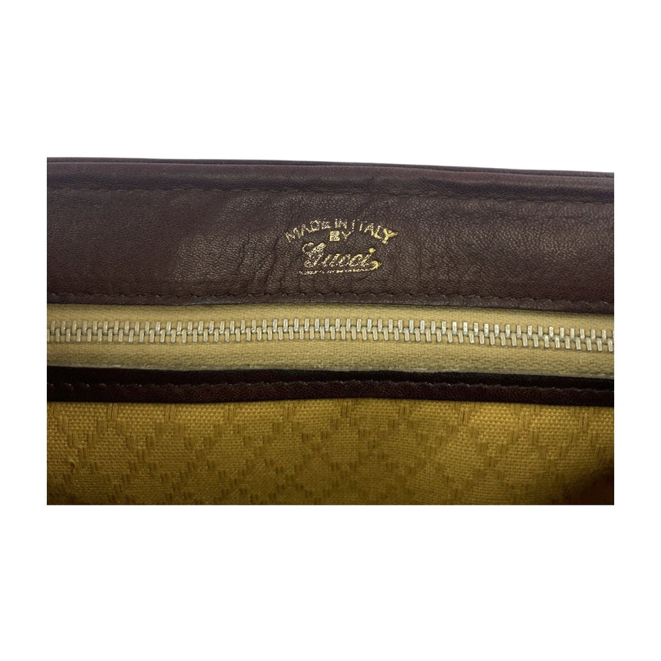 Gucci Shoulder Bag GG Supreme Canvas Beige Brown Gold Metal Old Gucci