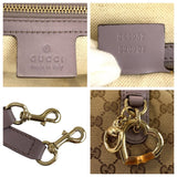 Gucci Tote Bag 269957 GG canvas Beige Purple Gold Metal Bamboo heart