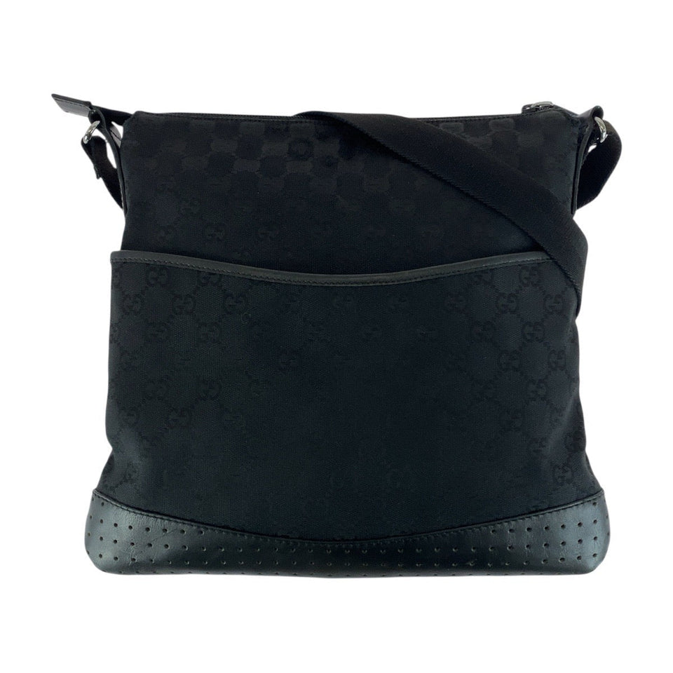 Gucci Shoulder Bag 145857 GG canvas Black SilverMetal