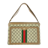 Gucci Handbag 14 02 013 GG Supreme Canvas Brown Beige Gold Metal Old Gucci Shelly Line