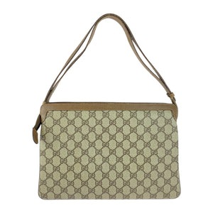 Gucci Handbag 14 02 013 GG Supreme Canvas Brown Beige Gold Metal Old Gucci Shelly Line