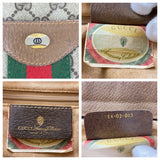 Gucci Handbag 14 02 013 GG Supreme Canvas Brown Beige Gold Metal Old Gucci Shelly Line