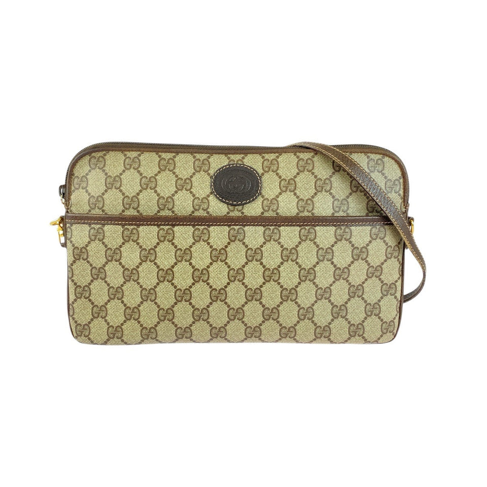 Gucci Shoulder Bag 004 92 0230 GG Supreme Canvas Brown Beige Gold Metal Old Gucci