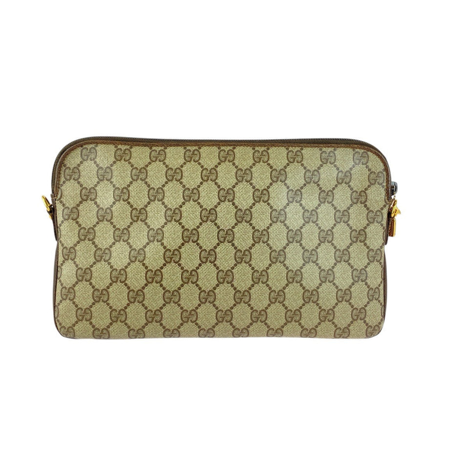 Gucci Shoulder Bag 004 92 0230 GG Supreme Canvas Brown Beige Gold Metal Old Gucci