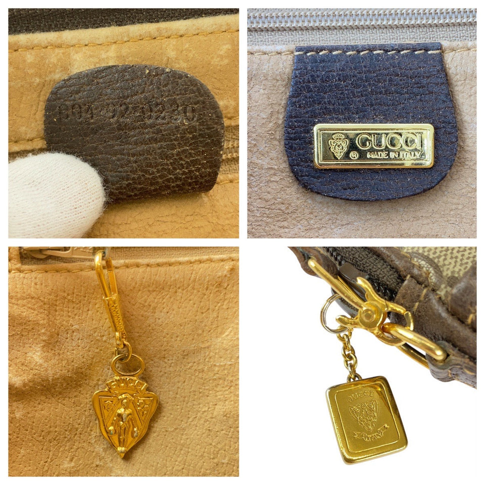 Gucci Shoulder Bag 004 92 0230 GG Supreme Canvas Brown Beige Gold Metal Old Gucci