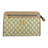 Gucci Clutch bag 014 122 6063 GG Supreme Canvas Beige Brown Gold Metal Old Gucci
