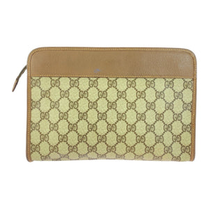 Gucci Clutch bag 014 122 6063 GG Supreme Canvas Beige Brown Gold Metal Old Gucci