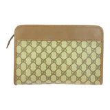 Gucci Clutch bag 014 122 6063 GG Supreme Canvas Beige Brown Gold Metal Old Gucci