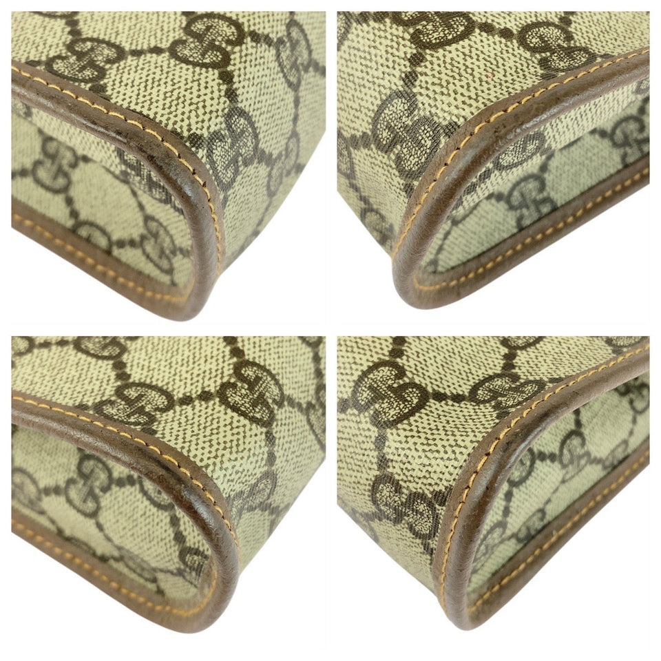 Gucci Clutch bag 014 122 6063 GG Supreme Canvas Beige Brown Gold Metal Old Gucci